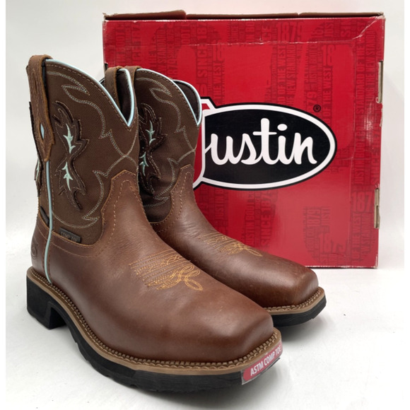 Justin GY9960 CHISEL Women's NEW Nano Composite-Toe Boot Brown US Size 11 - Picture 1 of 11